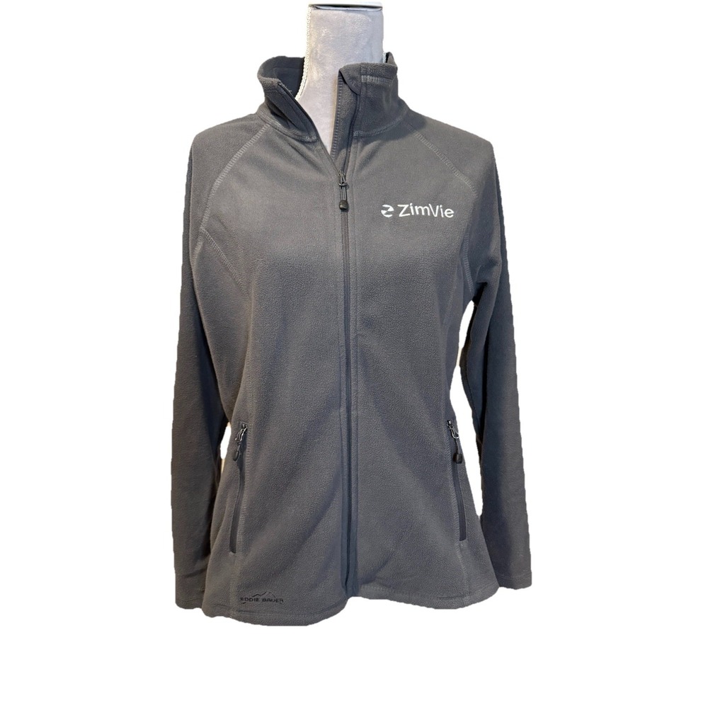 Eddie Bauer Zimvie‎ Dental  Women's Jacket Size LG Full Zip Fleece Gray  EB225